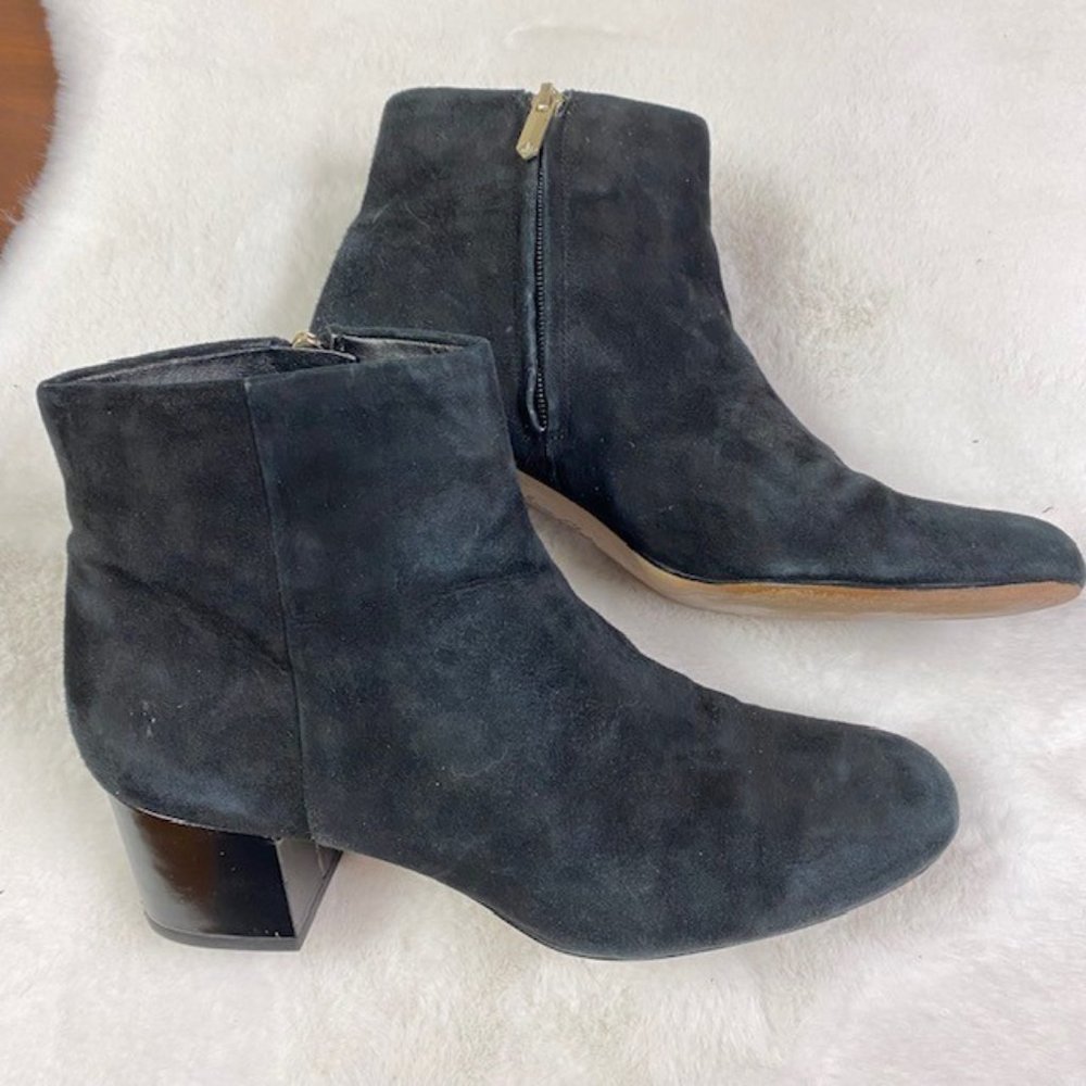 Sam Edelman Black Suede Block‎ Heel Booties, size 8.5